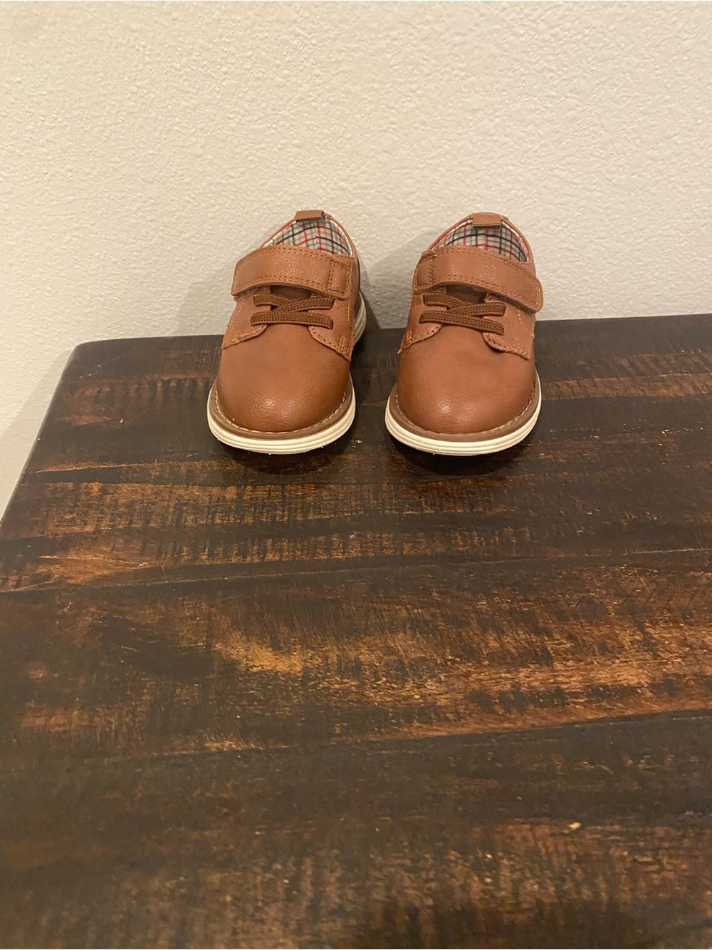 Cat & Jack Toddler Brown Leather-Look Hook-and-Loop Dress Shoes